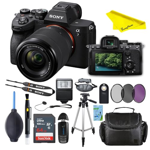Sony Alpha 7 IV Full-Frame Mirrorless Interchangeable Lens Camera (Renewed) (Camera w/ 28-70mm Lens + BuzzPhoto Accessories Bundle)
