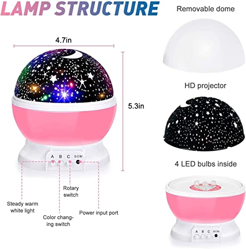 Image of Star Night Light, 360-Degree Rotating Star Projector, Desk Lamp 4 LEDs 8 Colors Changing with USB Cable, Best for Children Baby Bedroom and Party Decorations