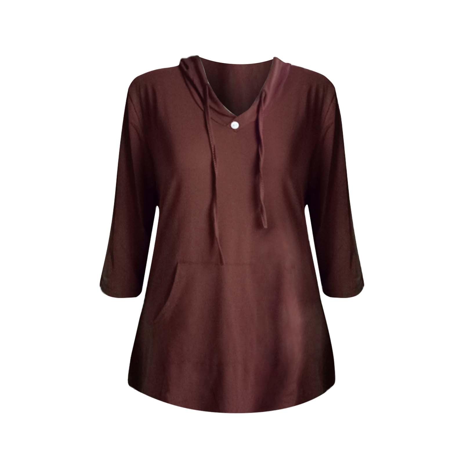 AMDOLE Haut court pour femme à manches longues avec cordon de serrage - Joli pull ample léger et solide avec poche - T-shirts pour femmes