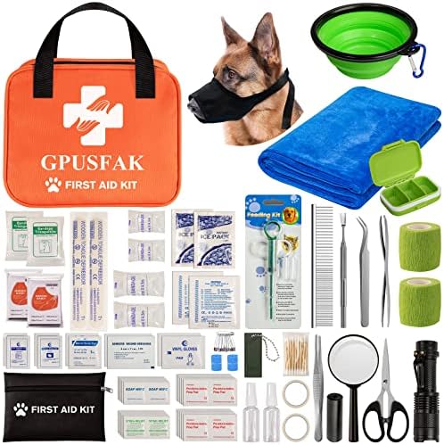 GPUSFAK Pet First Aid Kit for Dogs and Cats - Pet Emergency Kit for Camping Hiking Traveling Hunting and Sports