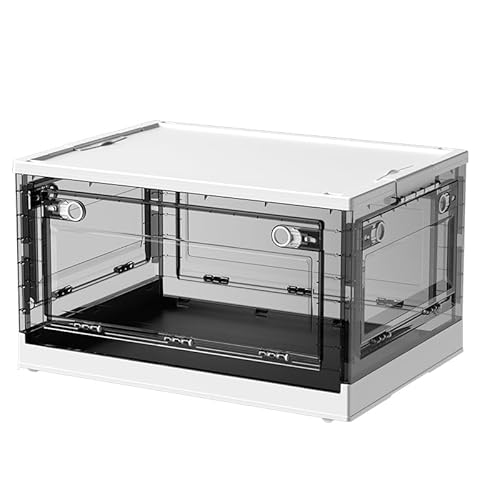 PAIDE P Caja Almacenaje Plástico Apilable, Caja Organizadora Plegable con Tapa y Puertas Abatibles para Almacenaje Juguetes y Ropa. Caja de Plastico con Ruedas. 56 L (1 Ud)