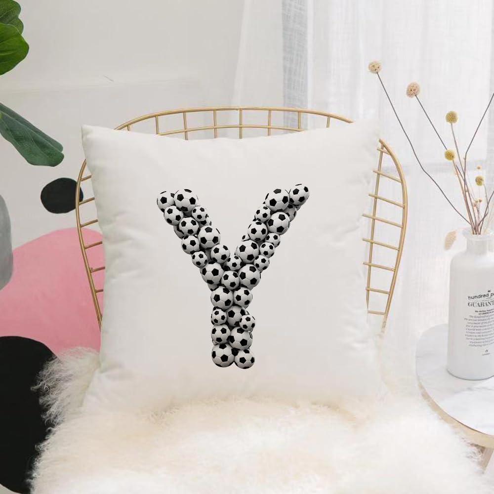 Hyosxw Letter L. Soccer Ball Font Isolated On White - A7 Cushion Cover,Throw Pillow Case Home Decorative For Living Room Bedroom Sofa Chair 18X18 Inch,Letter L. Soccer Ball Font Isolated On White. Football Alphabet.,Pillowcase 45X45cm