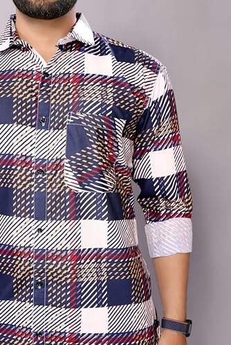 Image of GURIK Men's Cotton Box Checkered Slim Fit Casual Shirt with Chest Pocket, Full Sleeve Shirt for Formal & Casual Wear