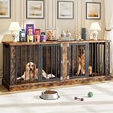 Kepptory 86.6' Double Dog Crate Furniture as TV Stand, Dog Kennel Furniture for 1 or 2 Dogs, Heavy Duty Dog Cage Indoor for Small/Medium/Large Dogs, Retro