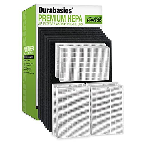 Durabasics HEPA 13 Filters for HPA300 Honeywell Air Purifier Filters & Honeywell HPA300-6 HEPA Filters & 8 Pre-Cut Activated Carbon Pre Filters - Replacements for Honeywell Filter R & HPA300 Filter