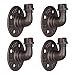 IBEUTES 4pcs Black Malleable Iron Industrial Style Wall Hooks, 1/2" inch Threaded Floor Flanges Fittings and Elbows Industrial DIY Pipe Furniture Kit