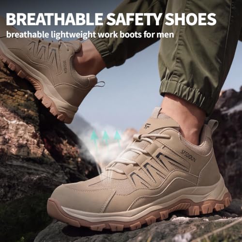 Image of Steel Toe Safety Shoes for Men Light Comfort Work Shoes.