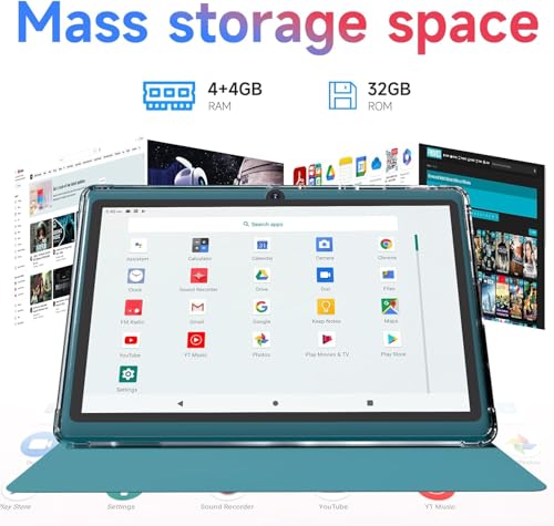 Image of CUPEISI Q2S Android 14 Tablet with Case, 7 inch Tablet, 8GB RAM + 32GB ROM /1TB Expandable, 1.6GHz Quad-Core Processor, 1024x600 IPS HD Touchscreen, 5 Camera