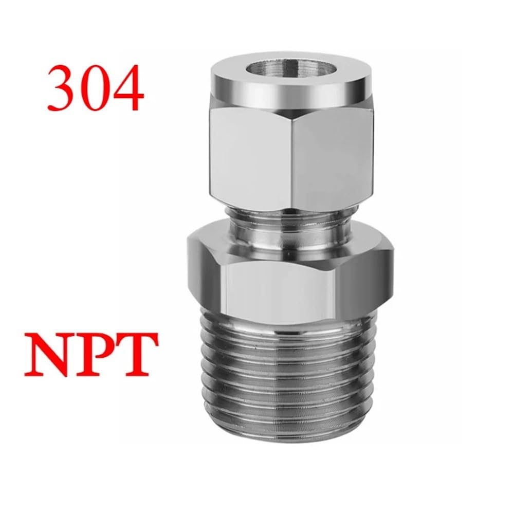 Conector de tubo recto de compresión de doble casquillo macho NPT, unión de compresión de acero inoxidable 304(20MM*1INCH)