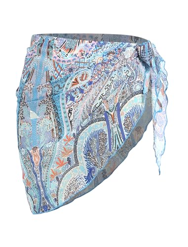 Image of ZAFUL Boho Beach Cover Ups for Women Sarong Coverups Sheer Bikini Chiffon Wraps Skirts for Swimwear