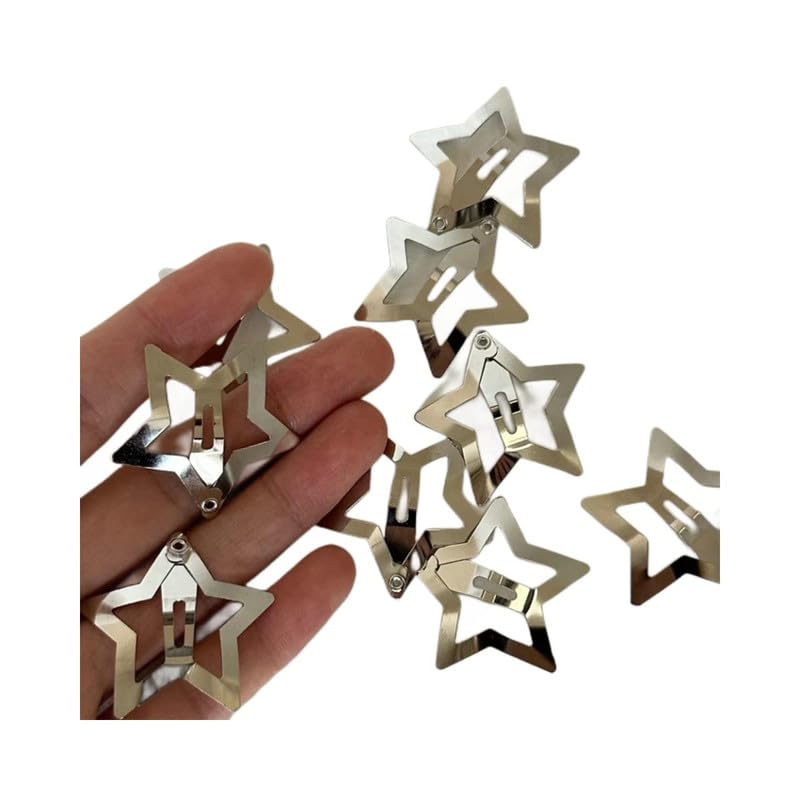 PaffarttY2K Star Shape Hair Clips Metal Smooth and Frosted Hairpin Set Vintage Punk Hair Accessories for Women and Girls