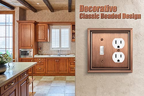 Image of Henne Bery Sunken Pearls Heavy Duty Decorative Wall Plate Switch Plate Outlet Cover (Toggle /Duplex, Antique Copper)