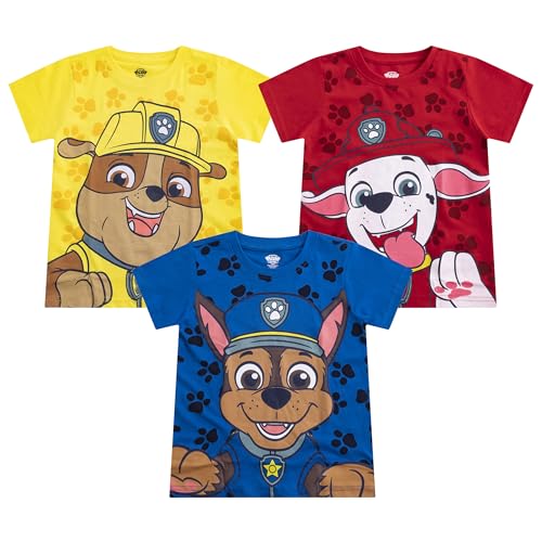 Paw Patrol Nickelodeon Boys 3 Pack Short Sleeve T-Shirt for Toddler and Big Kids