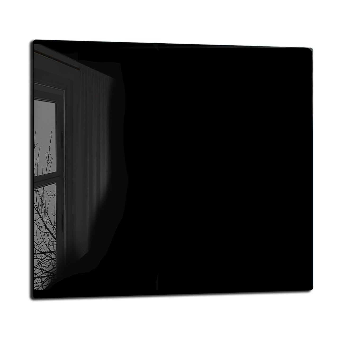 TMK | Panel posterior de cocina antisalpicaduras de cristal templado 65 x 60 cm – Cristal decorativo con cinta autoadhesiva – Parte trasera de cristal de cocina, color negro