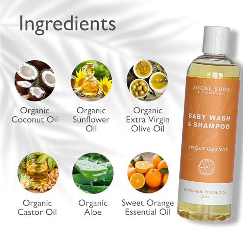 Socal Suds & Company 2-In-1 Organic Gel Baby Shampoo & Body Wash - Natural Vitamin Rich Organic Oils Soothing Aloe Cleansing Hair & Castile Soap Body Wash For Sensitive Skin thumb #2