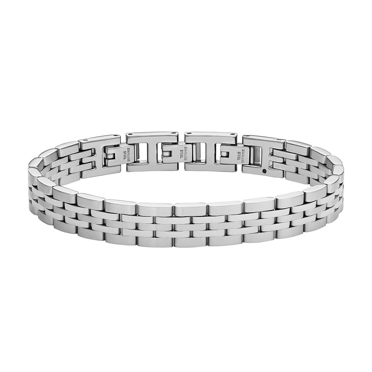 FOSSIL Bracelet homme en acier inoxydable ou en cuir avec fermoir rabattable