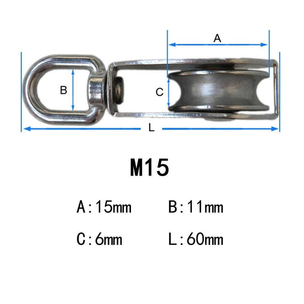 6 Stück Einzel-Riemenscheiben Aus Edelstahl 304 – M15, Max. 35 Kg, Für Heben, Fitness, Wäscheleine