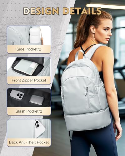 Image of Gym Backpack for Women Men, Lightweight Gym Bag with Shoe Compartment, Waterproof Backpack Sports Essentials with Wet Pocket for Fitness Yoga Sports, Blue