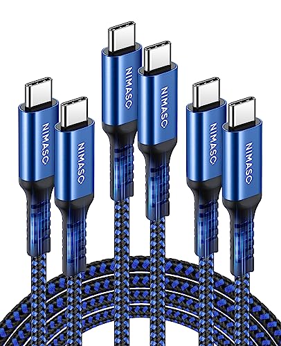 NIMASO USB C auf USB C Kabel [3-Pack/0.3M+1M+2M],USB Typ C PD Ladekabel 60W 20V/3A für Galaxy S21/S21+/S20/S10/S9,Note 10,Huawei P30,Google Pixel 3a/3a XL,iPad Pro 2021/2020/2018,MacBook,iPhone 15 Pro