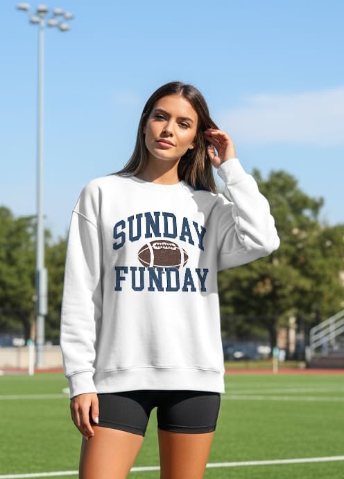 Womens Football Game Day Sweatshirt Sunday Funday Sweatshirts Football Season Holiday Casual Long Sleeve Tops - Image 3