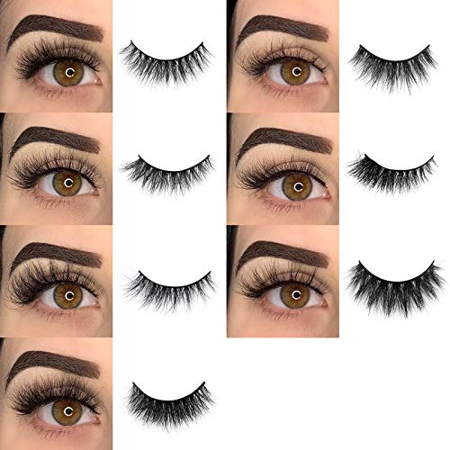 BEPHOLAN Mink Lashes?False Eyelashes?7 Pairs 5D Different Styles Mink Lashes For Makeup?100% Handmade & Cruelty-Free?Soft Thick Lashes Reusable Black Color Fluffy False Eyelashes