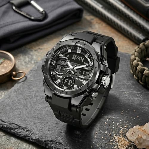 Image of V2A Styrke 5120 Analog Digital Watch for Men | Hybrid Multi Display Dial | Alarm Stopwatch Day Date 12 /24 Hr | TPU Strap | 30M Water Resistant | Gift for Mens