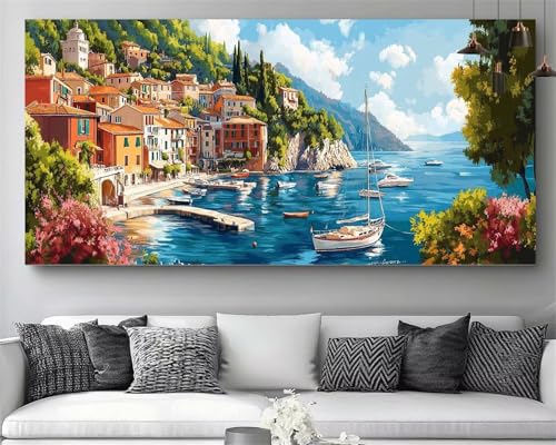 Diamond painting XXL 80x160cm de haute qualité motif navire en strass 5D