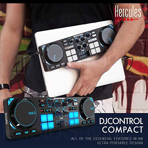 Hercules DJControl Compact Controller for Serato DJ Software w/Headphones + Basic Accessory Bundle