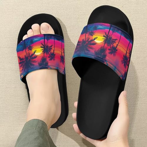 Image of Footwear for Mens Open Toe Athletic Sandals Anti-Slip Sole Slide Sandals Pillow House Flat Shoes Comfortable Slip On Slippers for Indoor & Outdoor