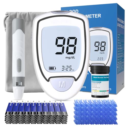 Glucose Monitor Kit, Blood Sugar Monitor with 50 Strips &amp; Lancets, Diabetic Testing Kit with Auto Eject, No Coding, Large Display for Seniors, Glucometer Blood Sugar Testing Kit for Travel &amp; Home Use