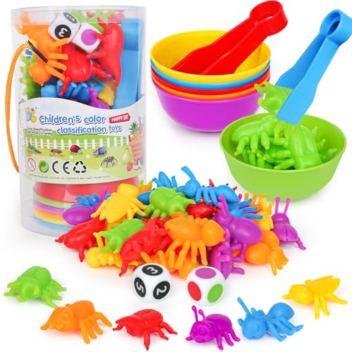 Counting Insects Matching Toys with Sorting Bowls and Games Dice