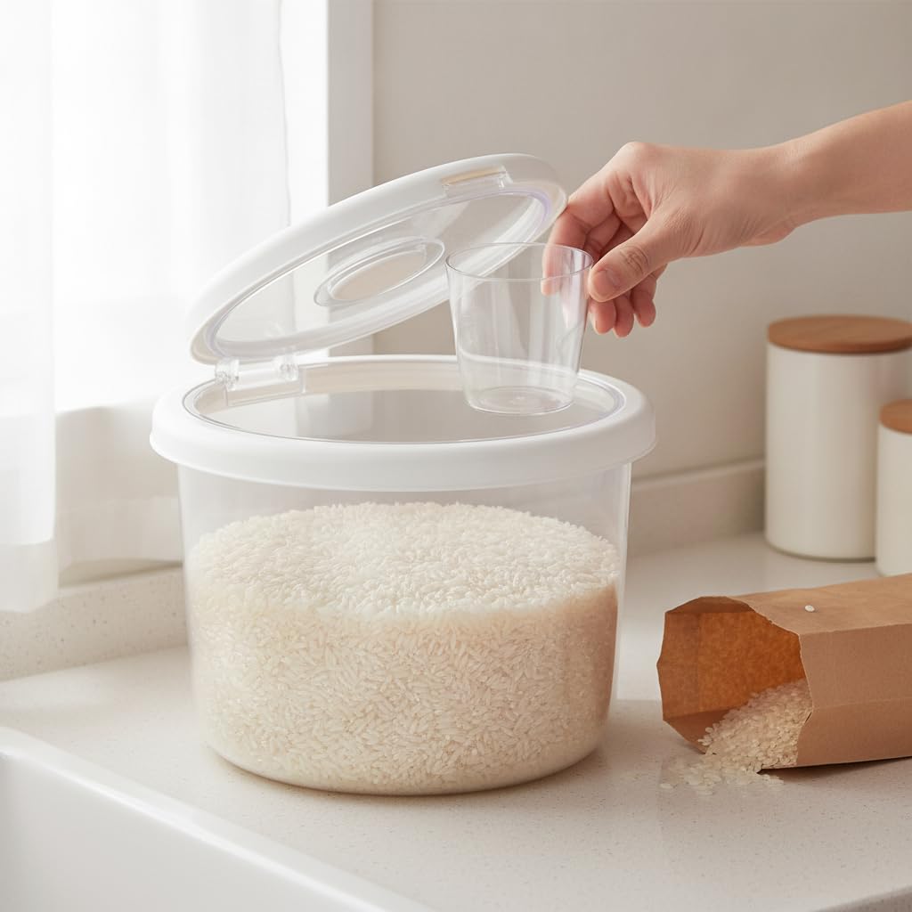 Recipiente para Almacenar Arroz, 10 L, Beige