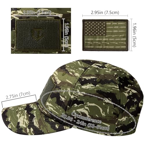 Image of Tactical Hat with Flag Patch Camo Military Army Hats Adjustable Trucker Baseball Cap Soft Top for Shooting