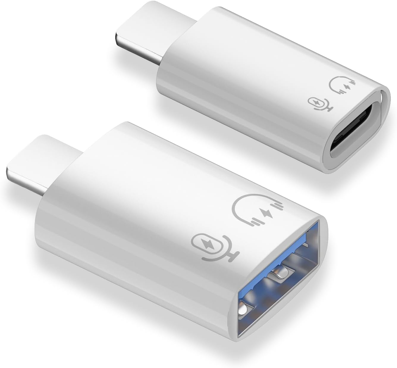 AreMe 2 Pack USB C and USB 3.0 OTG Adapter for iPhone/iPad, Support Connect Card Reader, U Disk, USB Flash Drive, Keyboard, Mouse, Lavalier Microphone, Digital Headphone