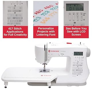 SINGER C7290Q Computerized Sewing & Quilting Machine with Extension Table, 12 Presser Feet & Accessories|417 Stitch Applications, 1-step Buttonhole Styles, Alphabet, LCD & Built-in Needle Threader
