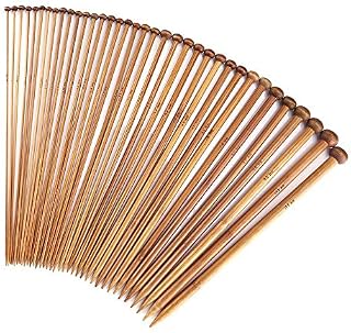 Knitting Needles Set with 18 Sizes Bamboo Single Pointed Knitting Needles 2.0mm 2.25 mm/2.5mm2.75mm 3.0mm/3.25mm/3.5mm/3.75mm 4.0mm/4.5mm/5.0mm/5.5mm/6.0mm/ 6.5mm/7mm/8mm/9mm/10.0mm 25CM