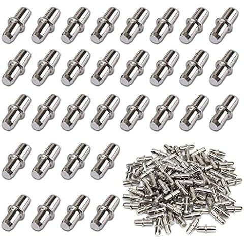 Shelf Bracket Pegs, 100 Pieces of Metal Shelf Pins, Diameter 5 MM, Shelf Bracket Pegs, Support Divided Pin Shelf Rest for Cabinet Furniture Closet Cover