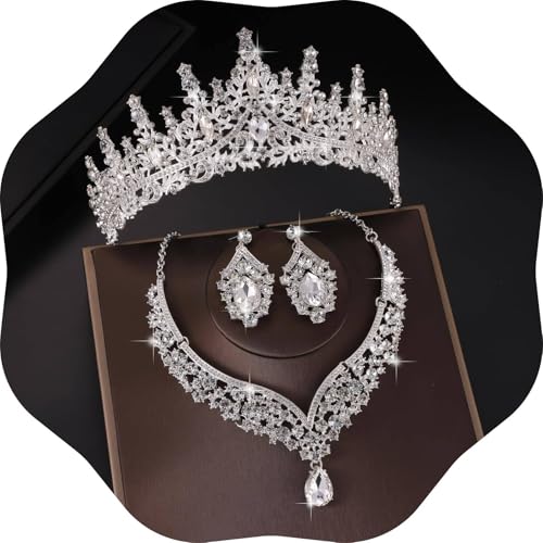 Kamirola Tiaras and Crowns for Women,Tiaras Earrings Necklace, Crystal Bridal Jewelry Set, Costume Party Halloween Prom Pageant Jewelry for Women (TR28)