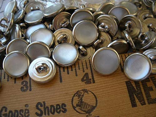 Bhavya Enterprises 36 Buttons Bulk 11MM Western Shirt Buttons White Pearl snap Nickel Shank 7/16" Metal 18L Poly Nickel Pearly Inset Sewing Crafts Cowboy-picture-16