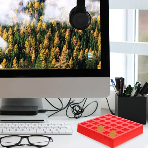 Caja organizadora para monedas de plástico rojo miniatura 2