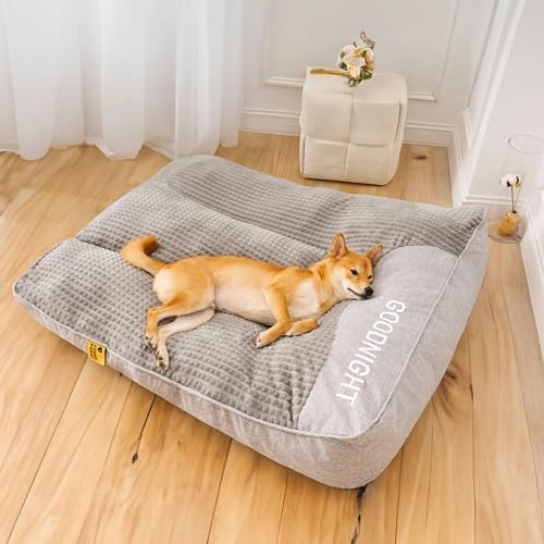 FUNNY FUZZY Dog Bed Mat, Dog Beds for Large Dogs 7" Thick