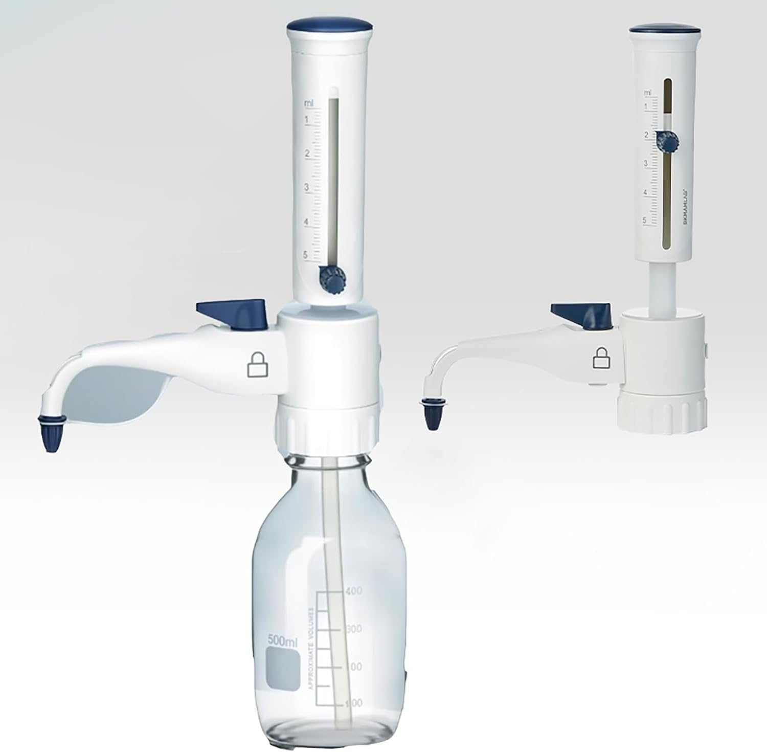 Verstellbarer Spender für Flüssigkeitsdosierung, 5 Adapter im Lieferumfang enthalten, Laborbürettenpipette für Chemikalien, Öle, Lösungsmittel und Reagenzien, Präzisionswerkzeug