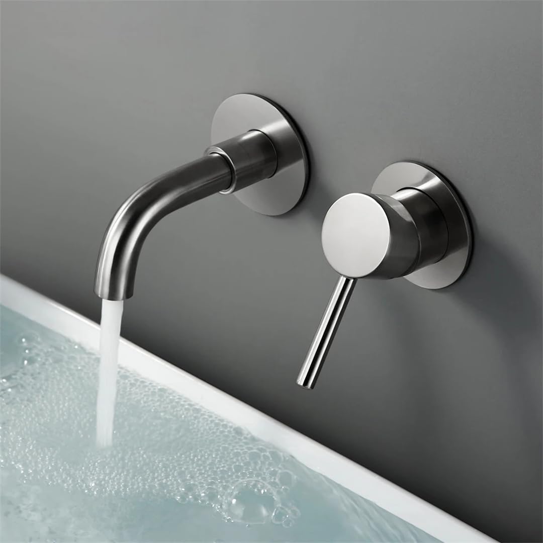 Boquilla Giratoria de 360 Grados de Níquel Cepillado de Pared, Grifo de Mezclador de Tanque de Desviación de un Solo Mango Bg - 260Mm, TOMRAIN, GM - 150 mm,