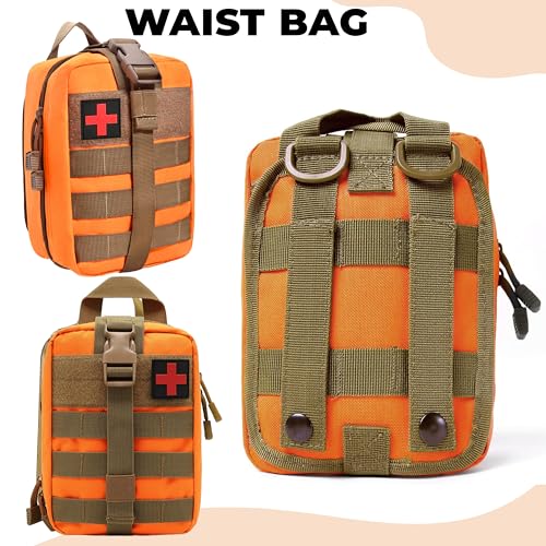 Image of Kraptick Medical Molle Pouch | Tactical First Aid Kit Bag | Military Emergency Medical Pouch | Waterproof & Durable Trauma Kit | Compact Molle Medic Bag for Outdoor, Camping & Survival (Orange)