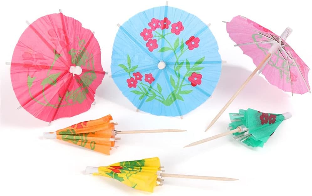 30pcs Paper Mini Tropical Parasols Drinks Accessories Cocktail Decoration Wedding Party Supplies (Color : Paper, SizeX : 10x8.5cm)
