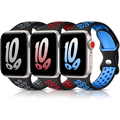 Bandkids 3 Pack Rainbow Bands Compatible for Kids Apple Watch Band boys girls,Soft Silicone Loop Strap for Apple Watch Series 9/Ultra/8/7/6/5/4/3/2/1/SE 38mm 40mm 41mm & 42mm 44mm 45mm 49mm