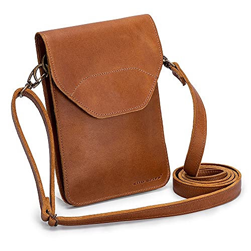 Mini Bolsa Feminina Porta Celular/documentos Couro Legítimo (Marrom Claro)