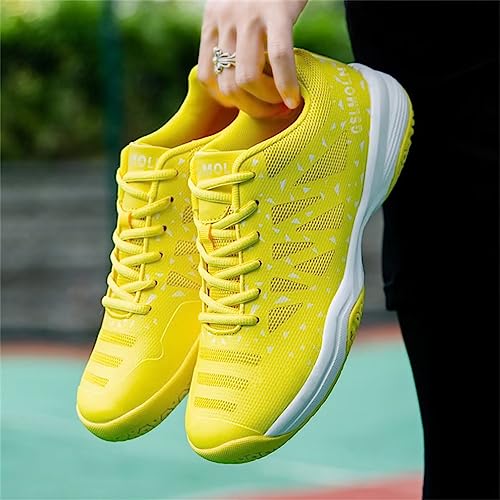 Jakcuz Volleyball Shoes Lightweight Indoor Court Shoes for Women Breathable Outdoor Sports Shoes Suitable for Handball Pickleball Badminton Floorball Squash Yellow Size 5.5 - Thumbnail 4