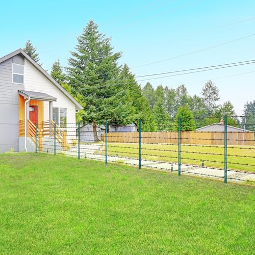 Image of ARIFARO Fence Posts 4.8 Feet Sturdy Duty Metal Fence Post, Pack of 10, No Dig Garden U Post for Wire Fencing Steel Post for Yard, Outdoor Wire