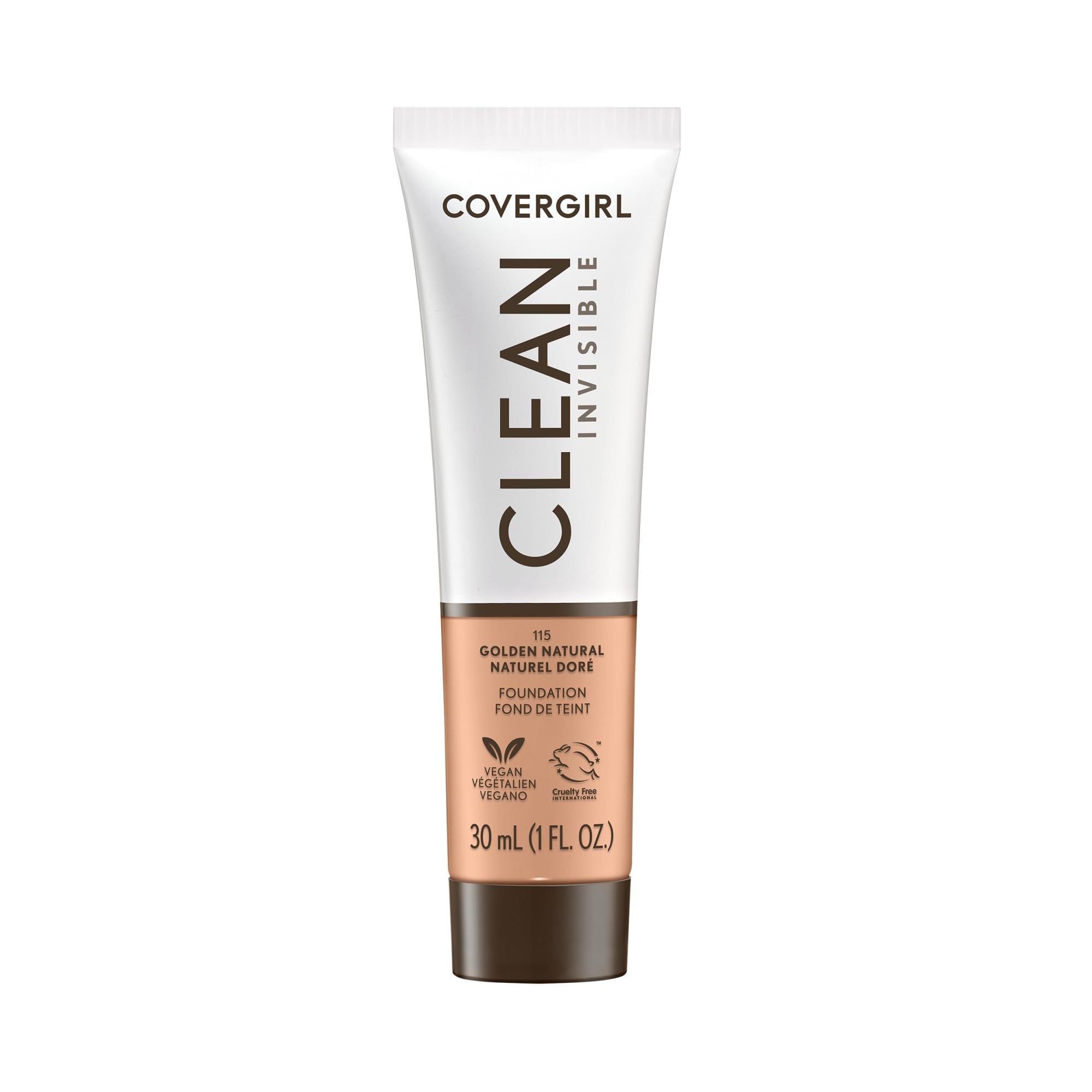 COVERGIRL Clean Invisible, Foundation, Blendable Formula, Buildable Coverage, Lightweight, Natural Finish, Non-Comedogenic